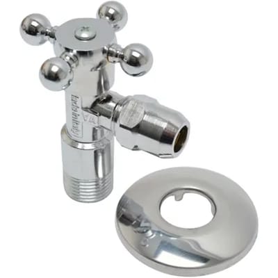 Sanivesk Hoekstopkraan Met Rozet Retro 1/2" Buitendraad X 10mm Chroom