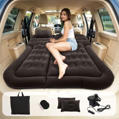 Opblaasbaar Autobed - Luchtmatras Auto - Kamperen Onderweg - Snel Opgeblazen - 2 kg - Zwart