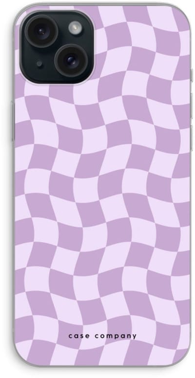 Case Company® - Hoesje geschikt voor iPhone 15 Plus hoesje - Grid Paars - Soft Cover Telefoonhoesje - Bescherming aan alle Kanten en Schermrand