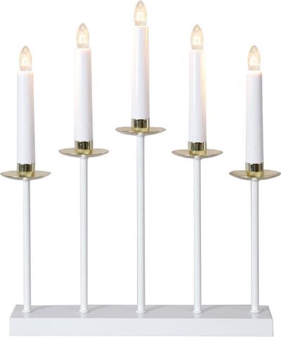 Star Trading LED kaarsenhouder 'Greta', 5-vlammig, wit, E10-lamp, warm wit, H 37 cm, B 31 cm