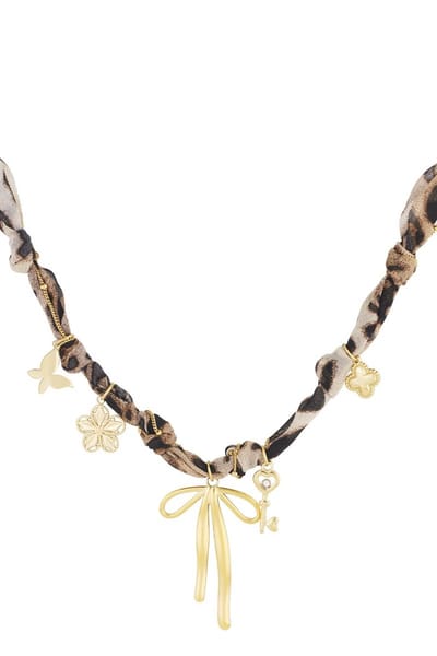 Bijoutheek Collier Panter Strik En Bedels Goud