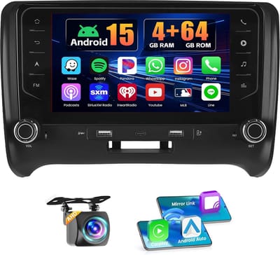 ESSGOO Autoradio met bluetooth Voor Audi TT MK2 8J - 9 Inch Touchscreen - Android 15 - 4+64GB - Apple Carplay & Android Auto - GPS, Wifi, SWC - Dual USB & Type-C - Achteruitrijcamera