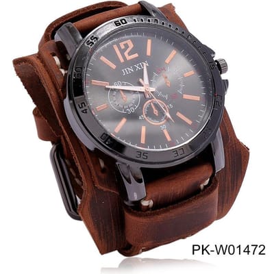 Vintage Horloges Heren Echt Leer Wijzerplaat Riem Band Punk Horloge Brede Koeienhuid Armband & Armbanden Voor Dames Mannen Sieraden gray