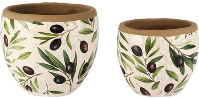 Dekoratief | Set 2 bloempotten 'Olive Garden', cement, 19x19x16cm | A260453