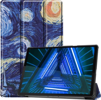 Hoesje Geschikt voor Lenovo Tab M10 FHD Plus (2e / 2nd Generatie) - Dun & Stevig - Trifold Bookcase - Hard Cover - Hardcover Book Case - Tablet Hoes - Sterrenhemel