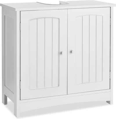 tectake® Wastafelonderkast - Badkamerkast voor onder de wastafel - Incl. uitsparing voor sifon - Onderkast voor badkamer en toilet - Badkamermeubel - Wit