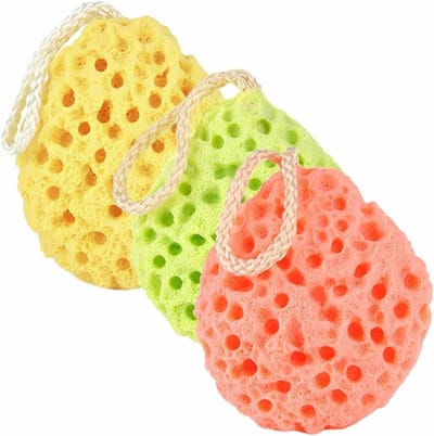 Natuurlijke Vezel Bad Spons Set van 3 - Zachte Exfoliërende Loofahs voor Lichaamsreiniging en Dagelijkse Verzorging voor Volwassenen en Kinderen
