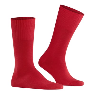 FALKE Airport eenkleurig wol katoen sokken heren rood - maat 39-40