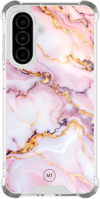 Hoesje (shockproof) geschikt voor Samsung Galaxy A26 - Marble pink - Extra sterke case - TPU/polycarbonaat - Marmer - Roze, Transparant