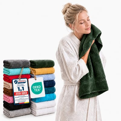 Komfortec 2x Handdoek 50x100 - 100% Katoen – Handdoekenset - Zacht - Donkergroen