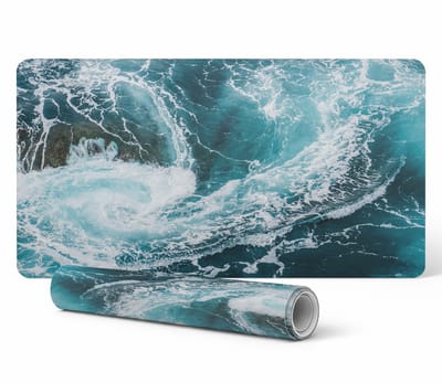 Antislip beschermmat voor op het bureau met oceaanwervelpatroon 90x45 cm