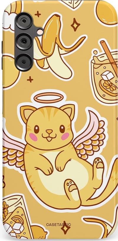 Casetastic Hoesje Geschikt voor Samsung A14 (5G/4G) - Stijlvolle Beschermende Duo-layer Case - Poezenvleugels
