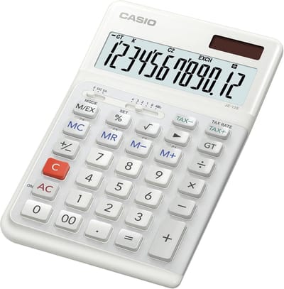 Ergonomische Bureaurekenmachine 12 Cijfers met Belasting- en Valutaberekening