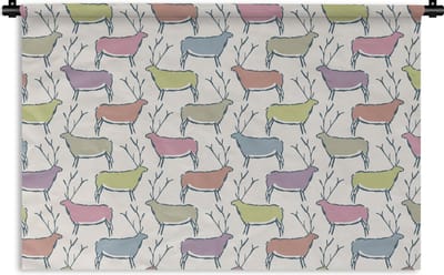 Wandkleed - Wanddoek - Patronen - Hert - Beige - 90x60 cm - Wandtapijt