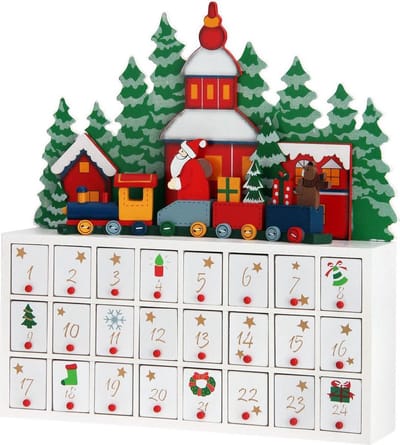 Advent kalender kerstlandschap met lades, kerst kalender, Kerstmis