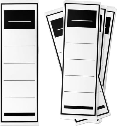 Ordnerruggen Etiketten - Zelfklevend Breed - Documenten Organiseren - Duidelijk Leesbaar Contrast - 100 stuks 19x6 cm - Zwart Wit