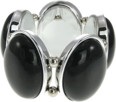 Behave - Elastische armband met zwarte stenen - Klassiek avondaccessoire