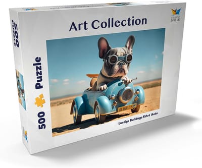Grappige Puzzel 500 Stukjes: Bulldog Achter het Stuur