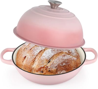 Gietijzeren Broodoven - Ovenpot Deksel - Zelf Brood Bakken - Gelijkmatige Warmte - 6 Liter - Roze