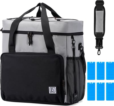 Brisby 4 Laags Geïsoleerde Koeltas - Lunchtas 40 liter - Zwart Grijs