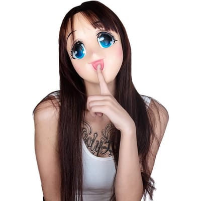 Zeer schattig meisje latex masker, live feestmasker One size beige