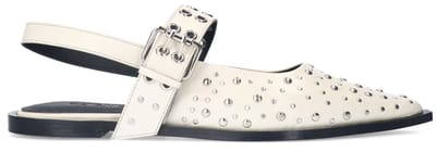 Sacha - Dames - Off white leren slingbacks met studs en gesp - Maat 36