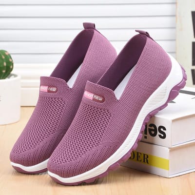 Mode Casual Vliegend Geweven Damesschoenen Nieuwe Instapper Luie Platte Zool Sportschoenen Dames Lichtgewicht Studenten Hardlopen Net Schoenen Dames 41 pink