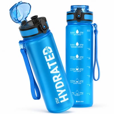 BOTC Waterfles - 1000ml - BPA vrij - Tritan - Waterfles met tijdmarkering - Blauw