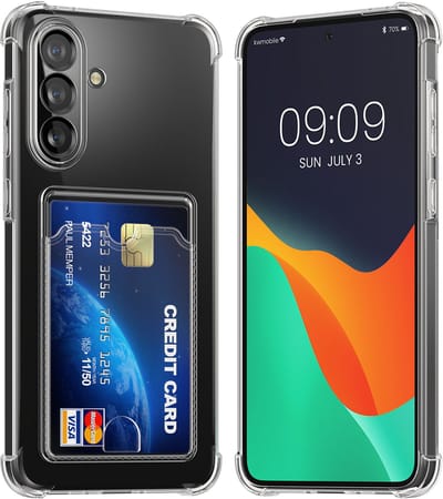 kwmobile Hoesje met kaarthouder voor Samsung Galaxy A56 5G - telefoonhoesje met kaartsleuf - Soft Case - beschermhoesje in transparant