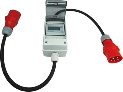 Mobiele digitale stroommeter 16A 400V CEE - 3-fasig met IP44 - zonder reset