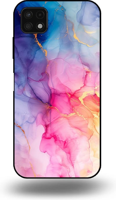 Smartphonica Telefoonhoesje geschikt voor Samsung Galaxy A22 5G met marmer opdruk - TPU backcover case marble design - Regenboog geschikt voor Samsung Galaxy A22 5G