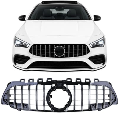 Grill Geschikt voor Mercedes A-Klasse W177/V177 Facelift (2018-2023) – Chrome/Gloss Black – Met Frontcamera