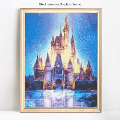 Peinture diamant 5D à faire soi-même, images de broderie complètes de château pittoresque 20X30 blue