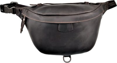 Grote Heuptasje Unisex - Zwart-Bruin Rundleer - Buideltas - Informal Crossbodytas - Slingbag