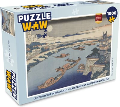 Puzzel De Yodo rivier in maanlicht - Schilderij van Katsushika Hokusai - Legpuzzel - Puzzel 1000 stukjes volwassenen