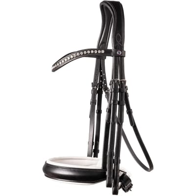 Wellington Large crank NB double bridle BLWF Blk/White