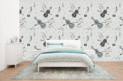 Behang - Fotobehang Patroon - Muziek - Viool - Breedte 500 cm x hoogte 280 cm