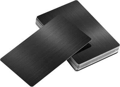 Visitekaartjes Metaal - Bedrijfskaarten Aluminium - Professionele Uitstraling - Geborsteld Zwart Oppervlak - 8.6 x 5.4 cm - Zwart