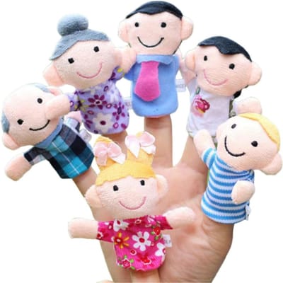 6 Stuks Baby Cadeaus Zachte Vingerpoppetjes Set Stof Fluweel Mini Vinger Interactief Educatief Cartoon Poppetjes Verjaardagsfeest gray