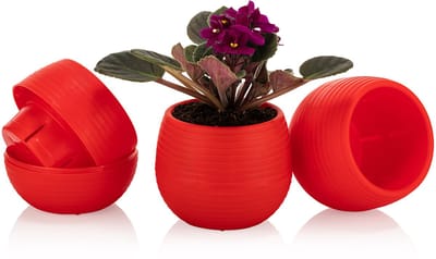 6st ronde cactus bloempotten rood 13cm met drainage UV-bestendige stekpotjes