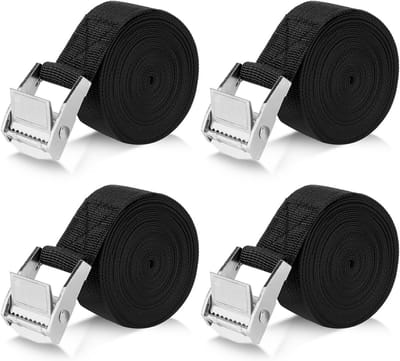 Set van 4 Spanbanden met Ratel en Gesp - 5 Meter Lengte - Tot 250 kg Belasting - Voor Motor, Fiets en Aanhanger