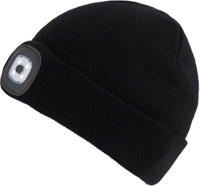 Unisex beanie muts met oplaadbare lamp