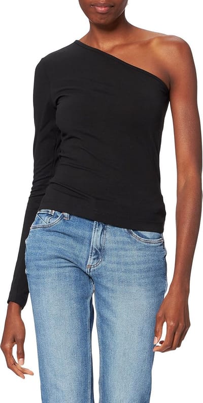 Asymmetrisch Longsleeve Dames Shirt met Open Schouder | Stretchy T-Shirt