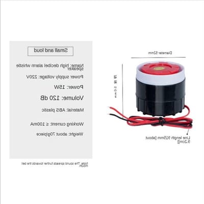 Zoemer Alarm - Sirene Luidspreker - Anti-diefstal Beveiliging - Hoge Decibel Geluid - 220 Volt - Rood