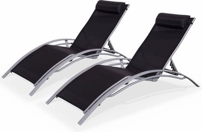sweeek - Set van 2 aluminium en textileen ligbedden - louisa