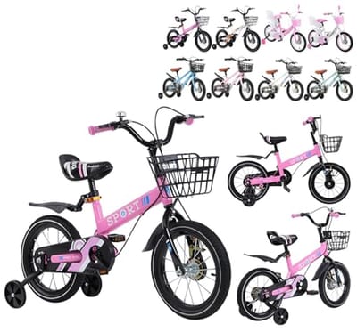 Kinderfiets met mand en steunwielen 12/14/16 inch voor jongens en meisjes - Perfect voor beginners