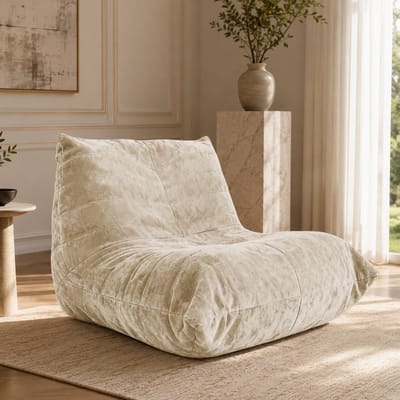 Zitzak - Zitzak Stoel - Fauteuil - Relaxstoel - Ergonomisch bank - Geen montage nodig - Binnen - Geschikt voor de woonkamer, slaapkamer en leeshoek - Beige
