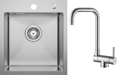 CECIPA max Spoelbak Met Keukenkraan - Zliver(40x45cm) RVS Spoelbak Keuken - Spoelbakken Keukenkraan - Wasbak met waterafvoersysteem
