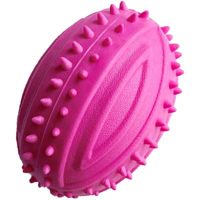 Jouet Ballon de Rugby pour Chien Résistant aux Morsures Grincement de Dents TPR Interactif Jouet à Mâcher pour Petit Chien Chiot pink