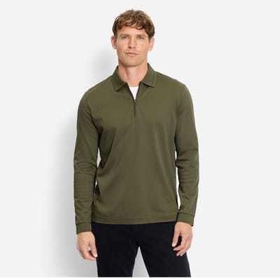 OLYMP Casual Jersey, Regular Fit, Olijfgroen